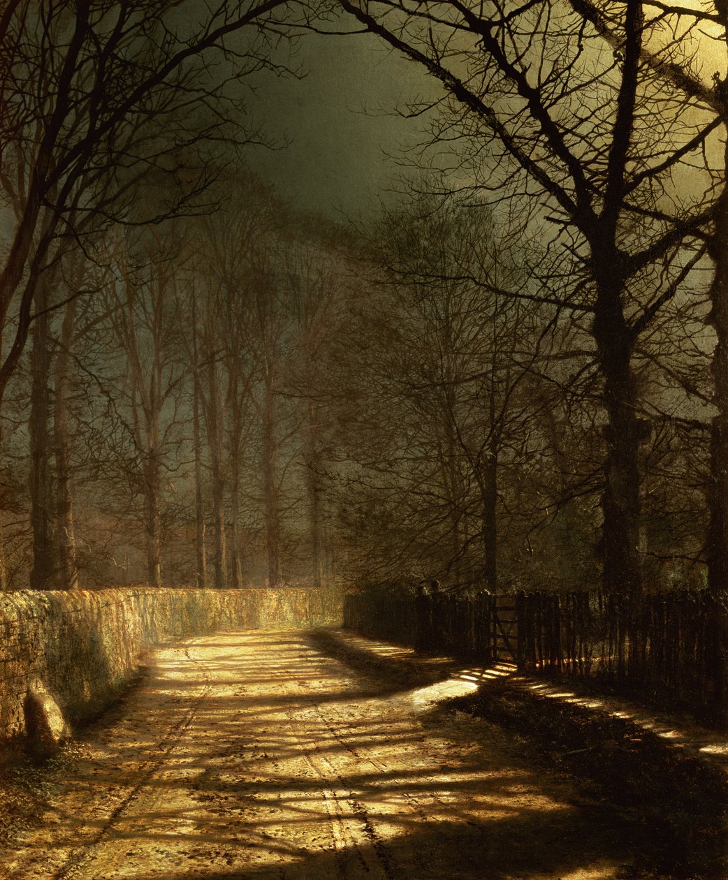 En månebelyst bane. To elskere ved en port af John Atkinson Grimshaw