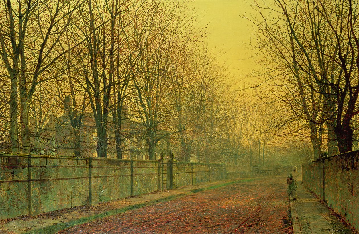 I efterårets gyldne skær, 1884 af John Atkinson Grimshaw