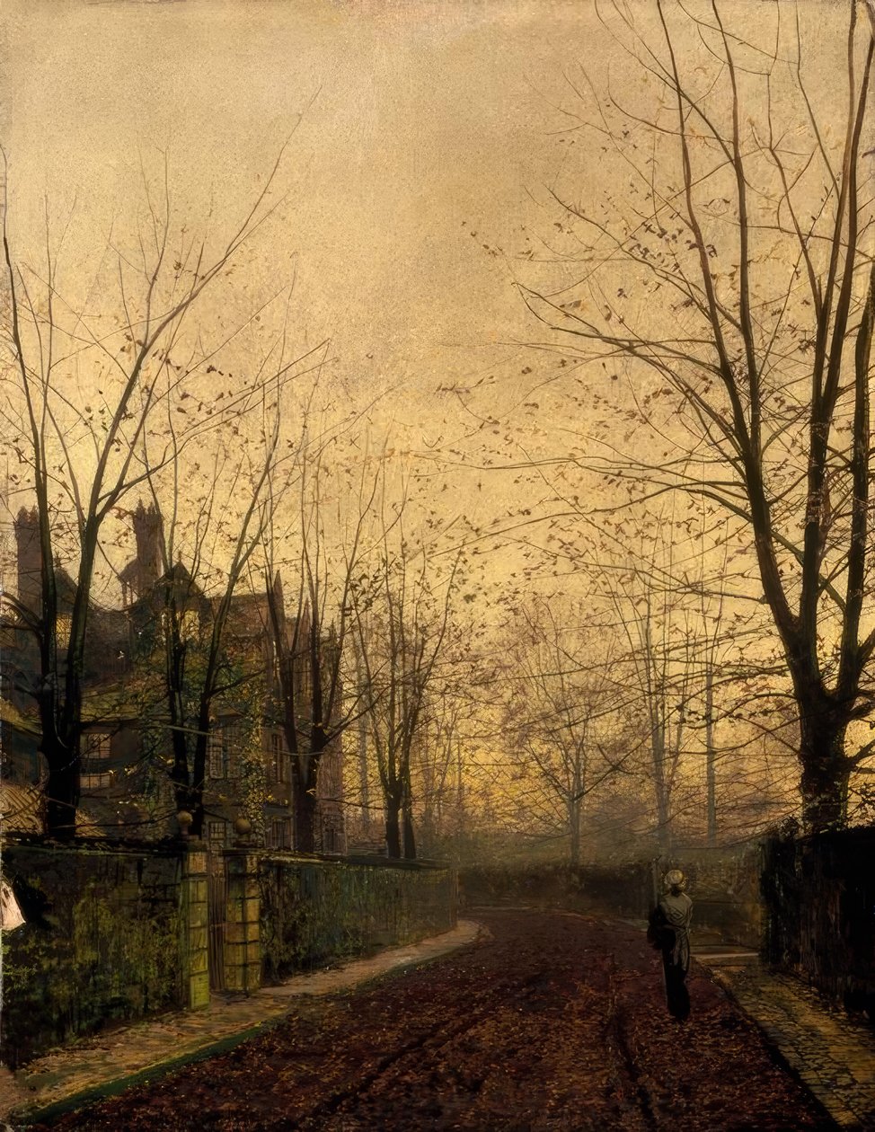 J.A.Grimshaw, Efterårets guld / Gemälde, 1882 af John Atkinson Grimshaw