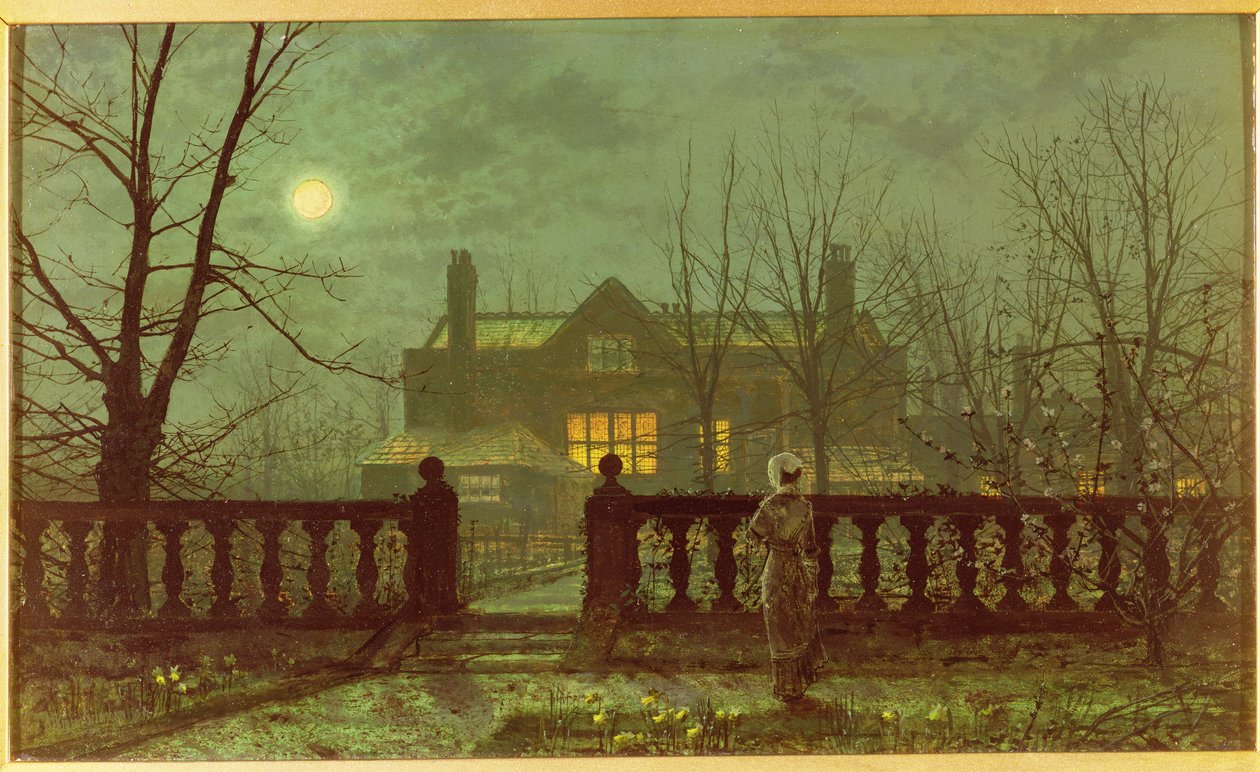 Lady in a Garden by Moonlight, 1892 af John Atkinson Grimshaw
