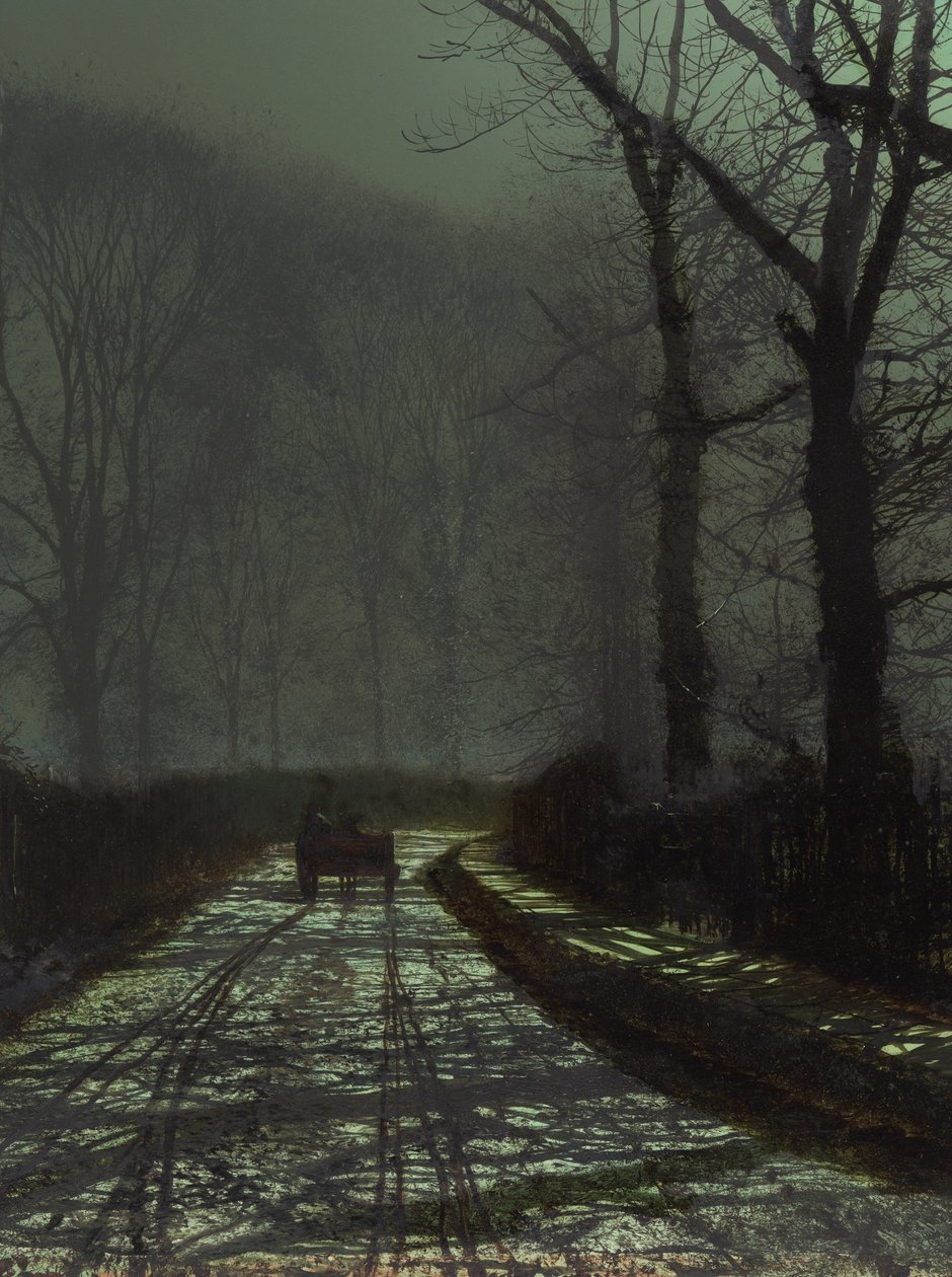 Gadebilledet om natten af John Atkinson Grimshaw