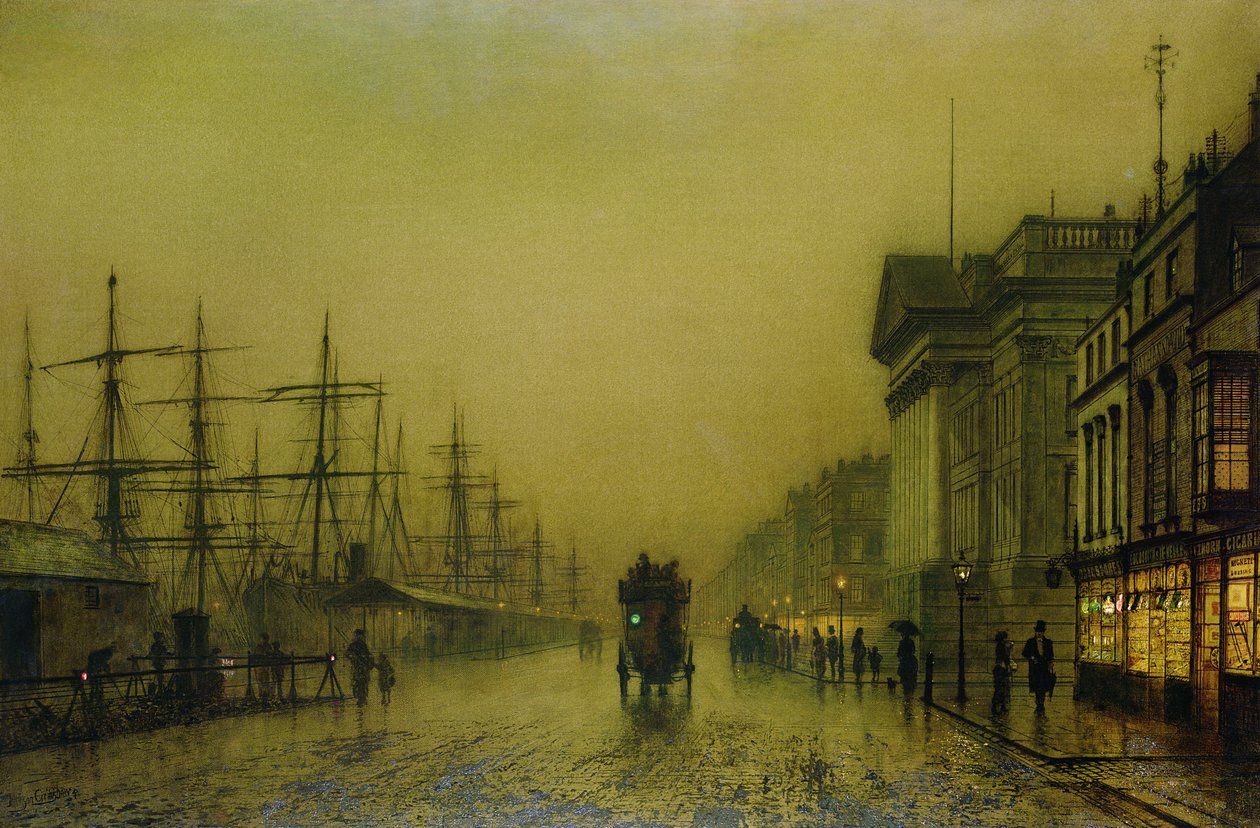 Liverpool Docks Customs House og Salthouse Docks, Liverpool af John Atkinson Grimshaw