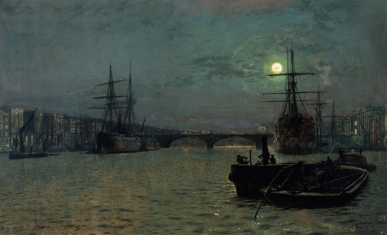 London Bridge - Half Tide, 1884 af John Atkinson Grimshaw