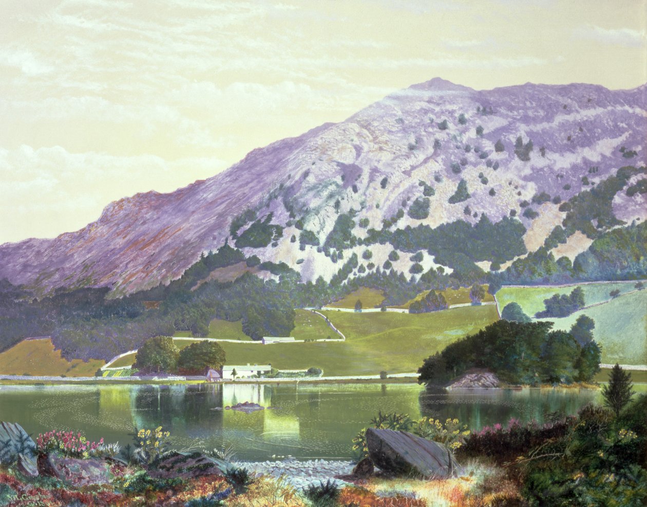 Nab Scar fra sydsiden af Rydal Water - Heather in Bloom, september, 1864 af John Atkinson Grimshaw