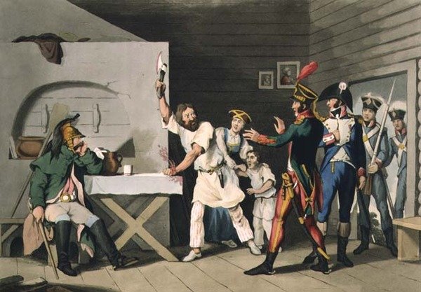Russisk loyalitet og heltemod: bonden fra Smolensk, indgraveret af John Heaviside Clark (ca. 1771-1863) og Matthew Dubourg (fl. 1813-20) fra 