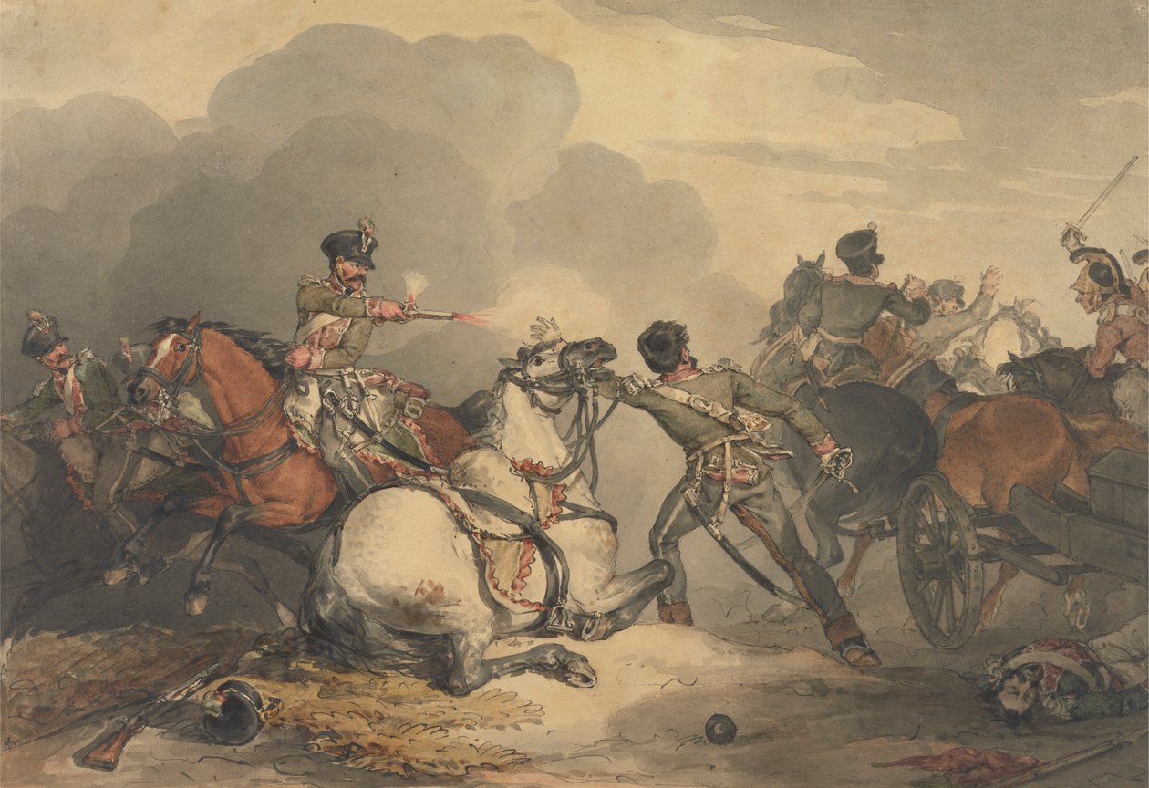 En kampscene af John Augustus Atkinson