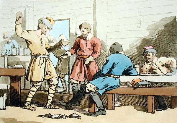 En kaback, ætset af kunstneren, udgivet 1803 (farve litho) af John Augustus Atkinson