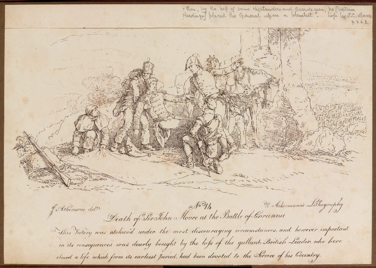 ?Sir John Moores død i slaget ved Corunna?, 16. januar 1809 af John Augustus Atkinson