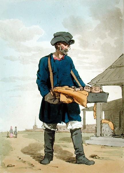 Kalatchnik, ætset af kunstneren, udgivet 1804 (farve litho) af John Augustus Atkinson