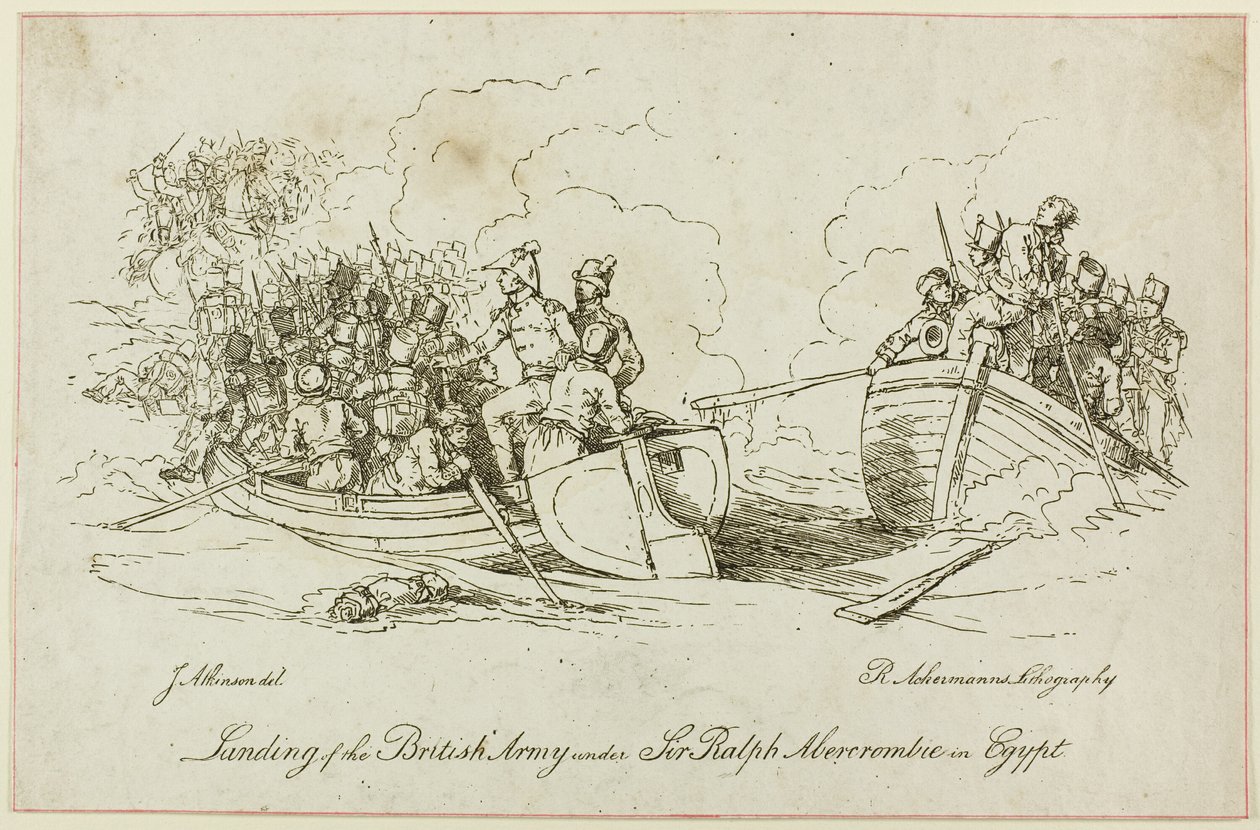 Landgang af den britiske hær under Abercrombie af John Augustus Atkinson
