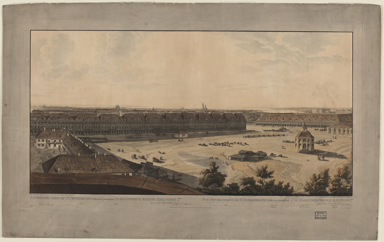 Panoramaudsigt over Sankt Petersborg, mellem 1805 og 1807 af John Augustus Atkinson