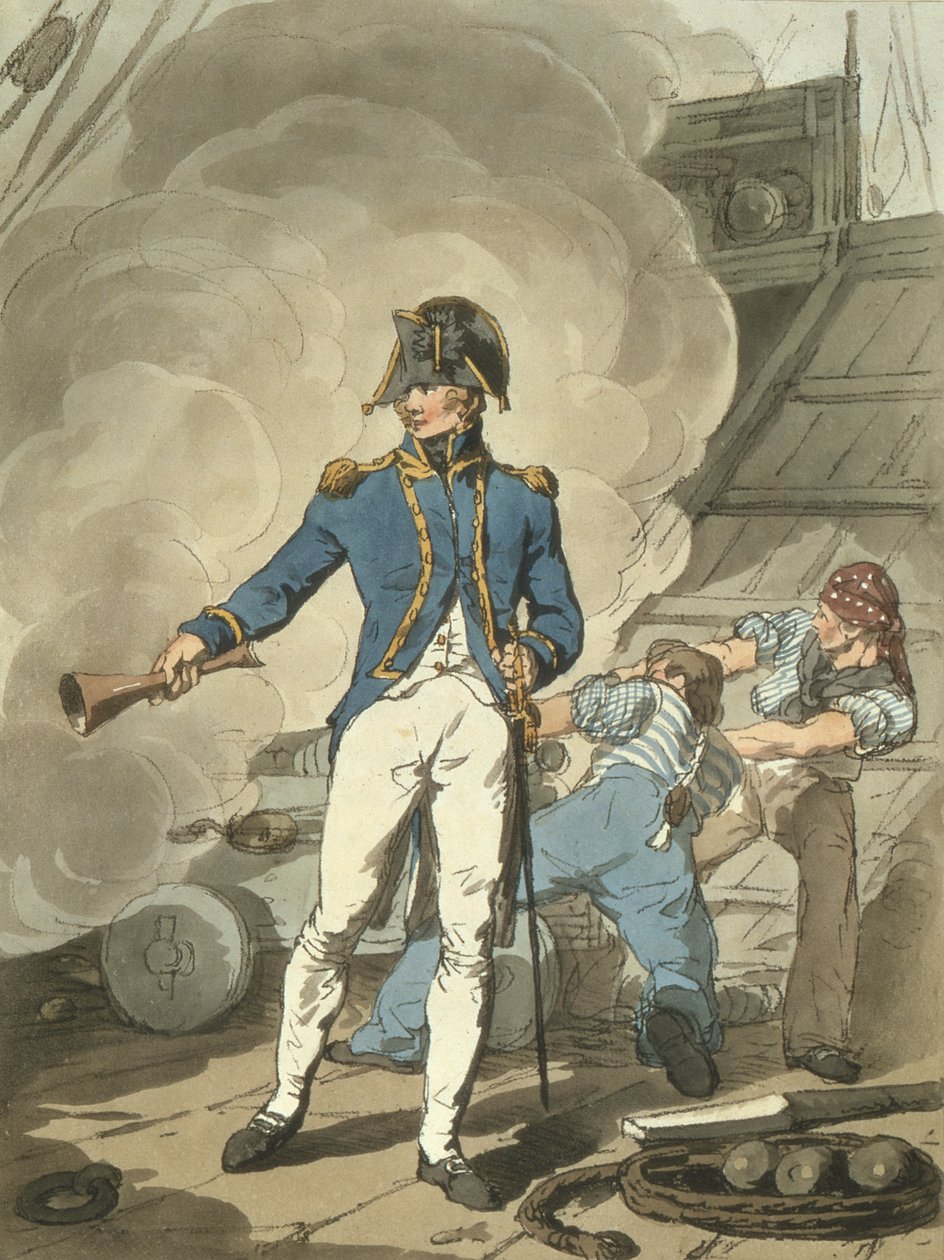 Post Captain fra Costume of Great Britain, indgraveret af kunstneren, pub. af William Millar og James Walker, 1807 (farvet radering) af John Augustus Atkinson