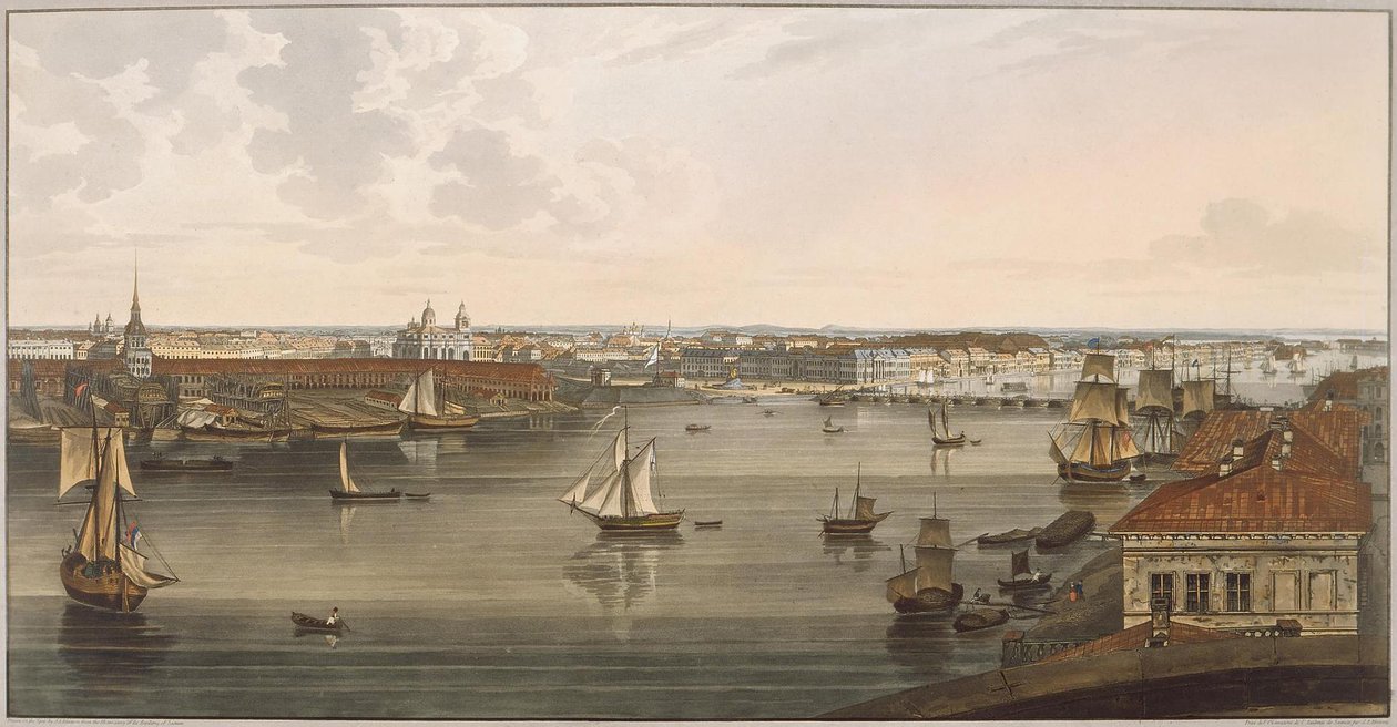 Udsigt til Admiralitetet, den gamle St. Isaacs-katedral, den engelske dæmning og Videnskabsakademiet fra Vas af John Augustus Atkinson