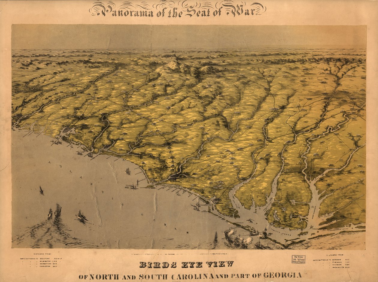 Fugleperspektiv over North og South Carolina og en del af Georgia. LOC 99447447 af John Bachmann