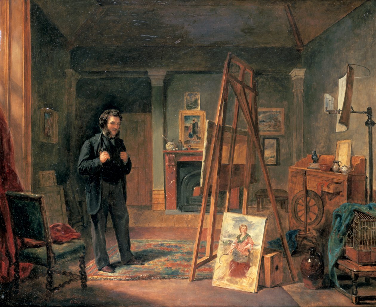 Portræt af Thomas Faed i hans atelier, 1800-tallet af John Ballantyne