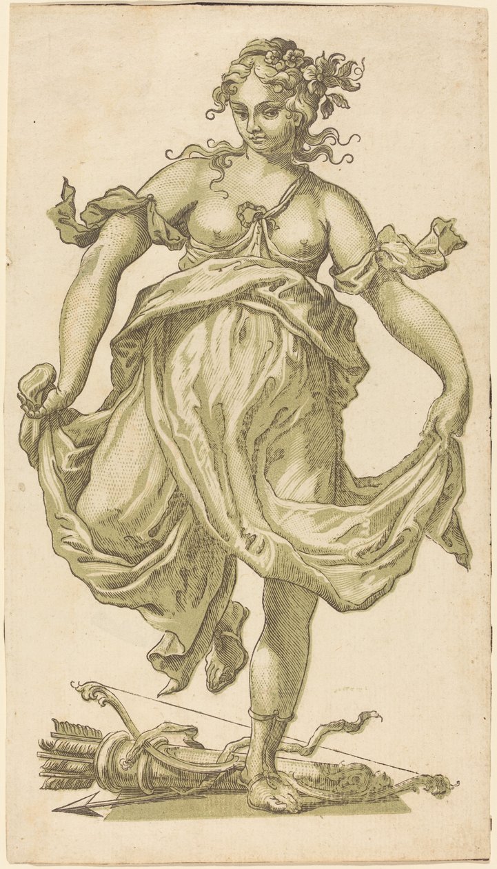 Dansende nymfe med bue og pile af John Baptist Jackson