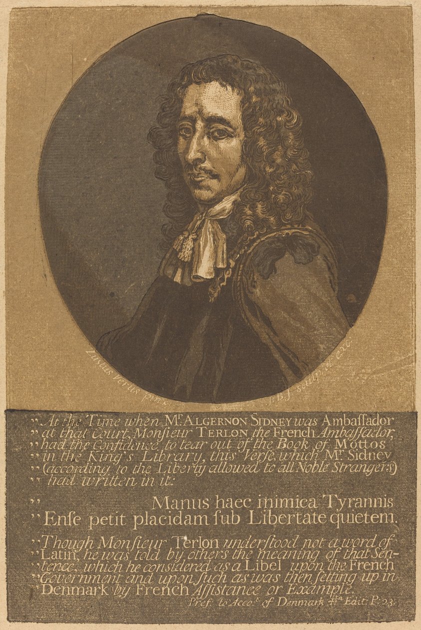 Algernon Sidney af John Baptist Jackson after Justus van Verus
