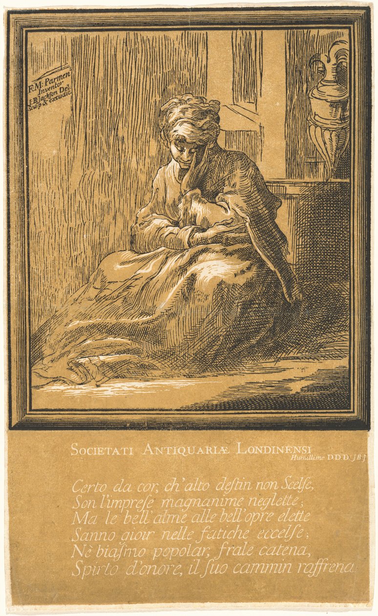 Kvinde mediterer af John Baptist Jackson, after Parmigianino