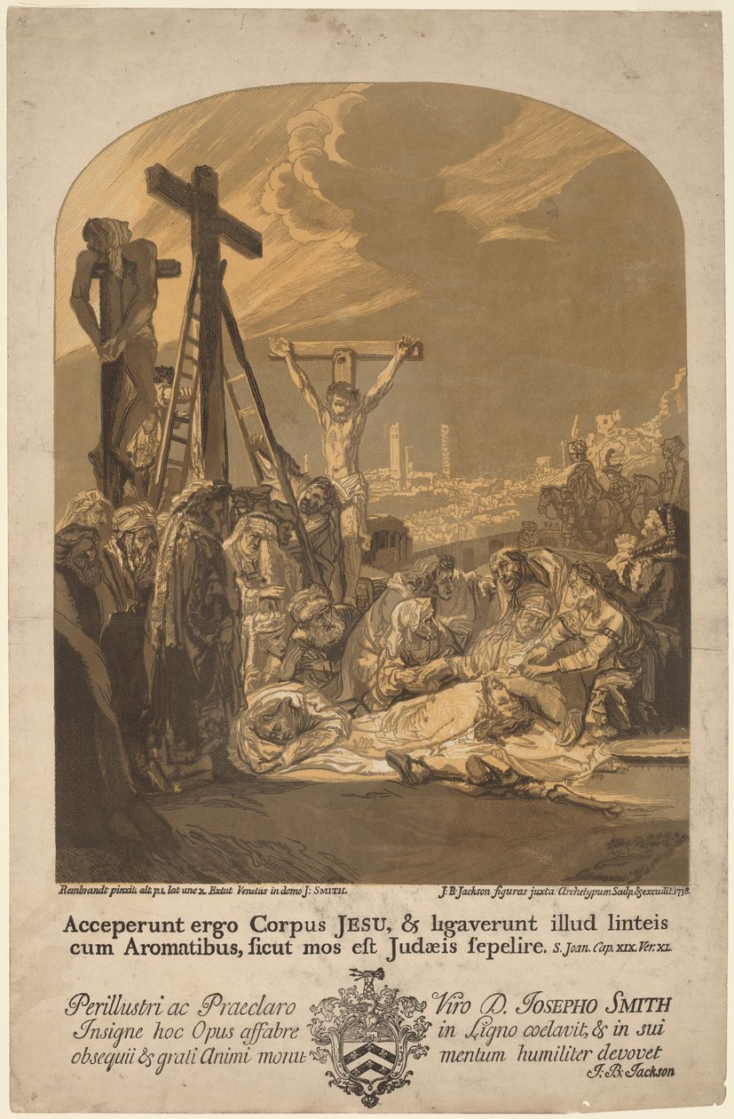 Nedstigning fra korset af John Baptist Jackson, after Rembrandt van Rijn