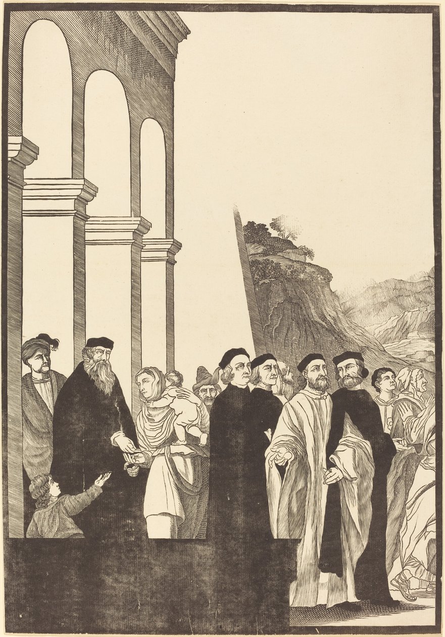Præsentation af jomfruen i templet [venstre plade] af John Baptist Jackson after Titian