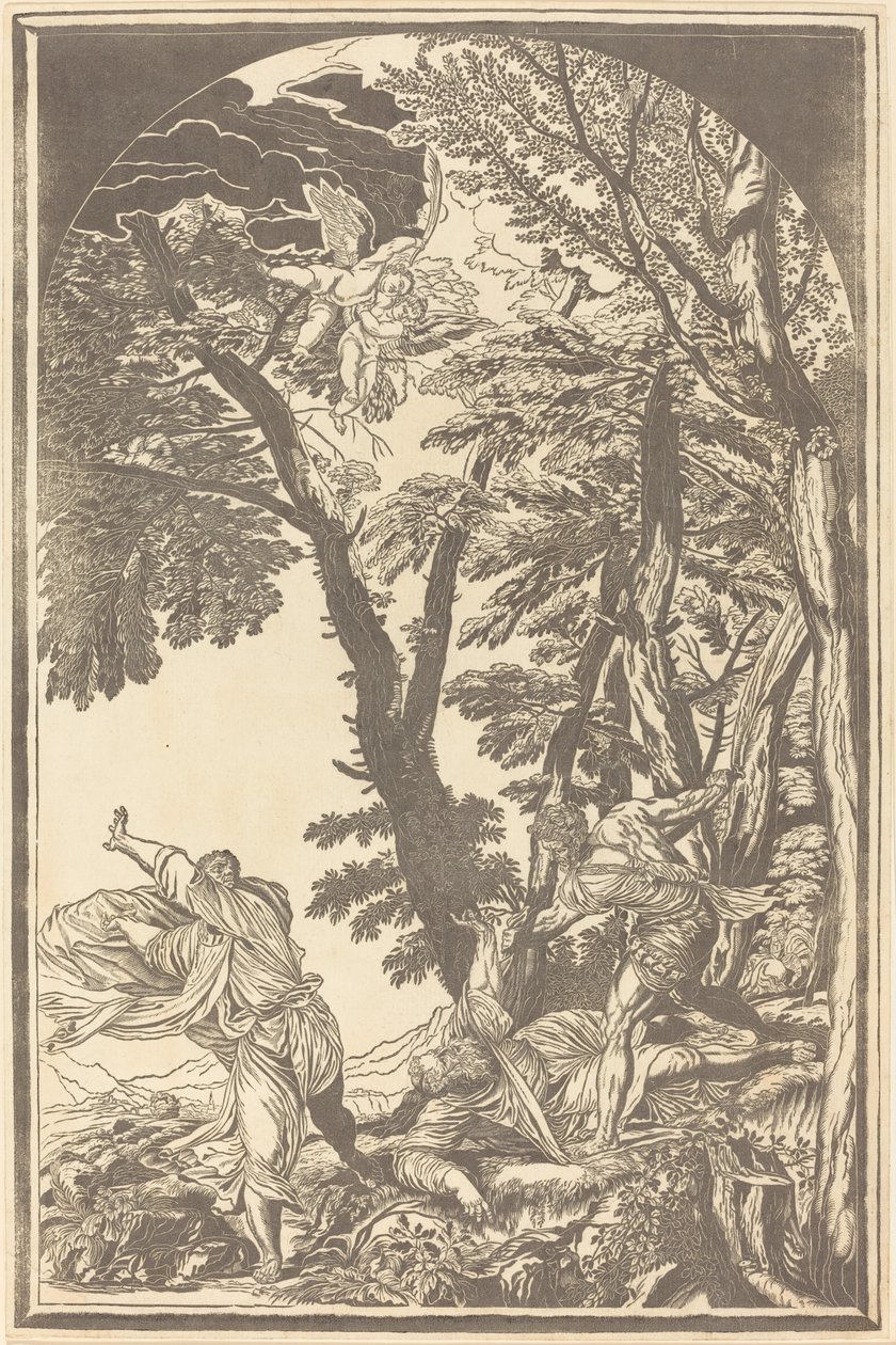 Sankt Peters Martyrs død af John Baptist Jackson after Titian