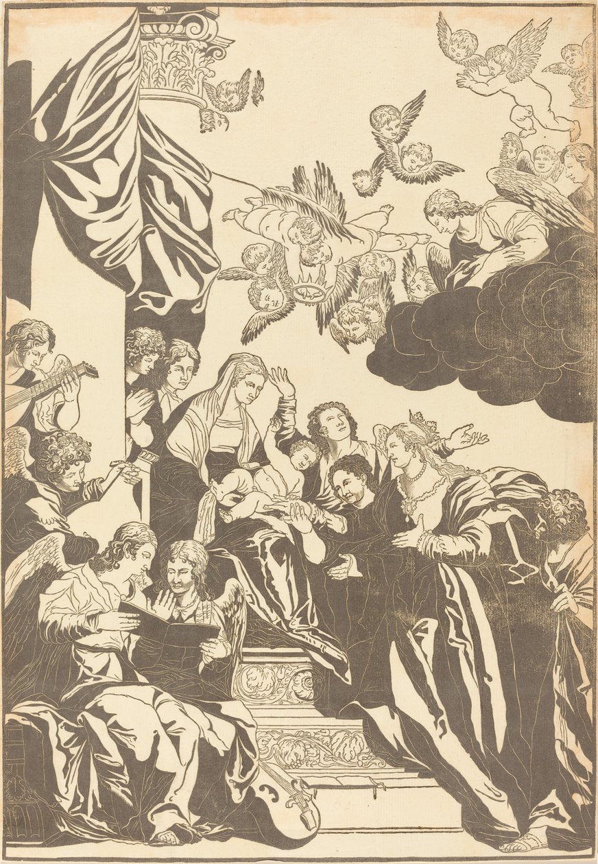 Sankt Catherines mystiske ægteskab af John Baptist Jackson after Veronese