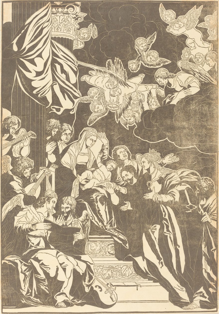 Sankt Catherines mystiske ægteskab af John Baptist Jackson after Veronese