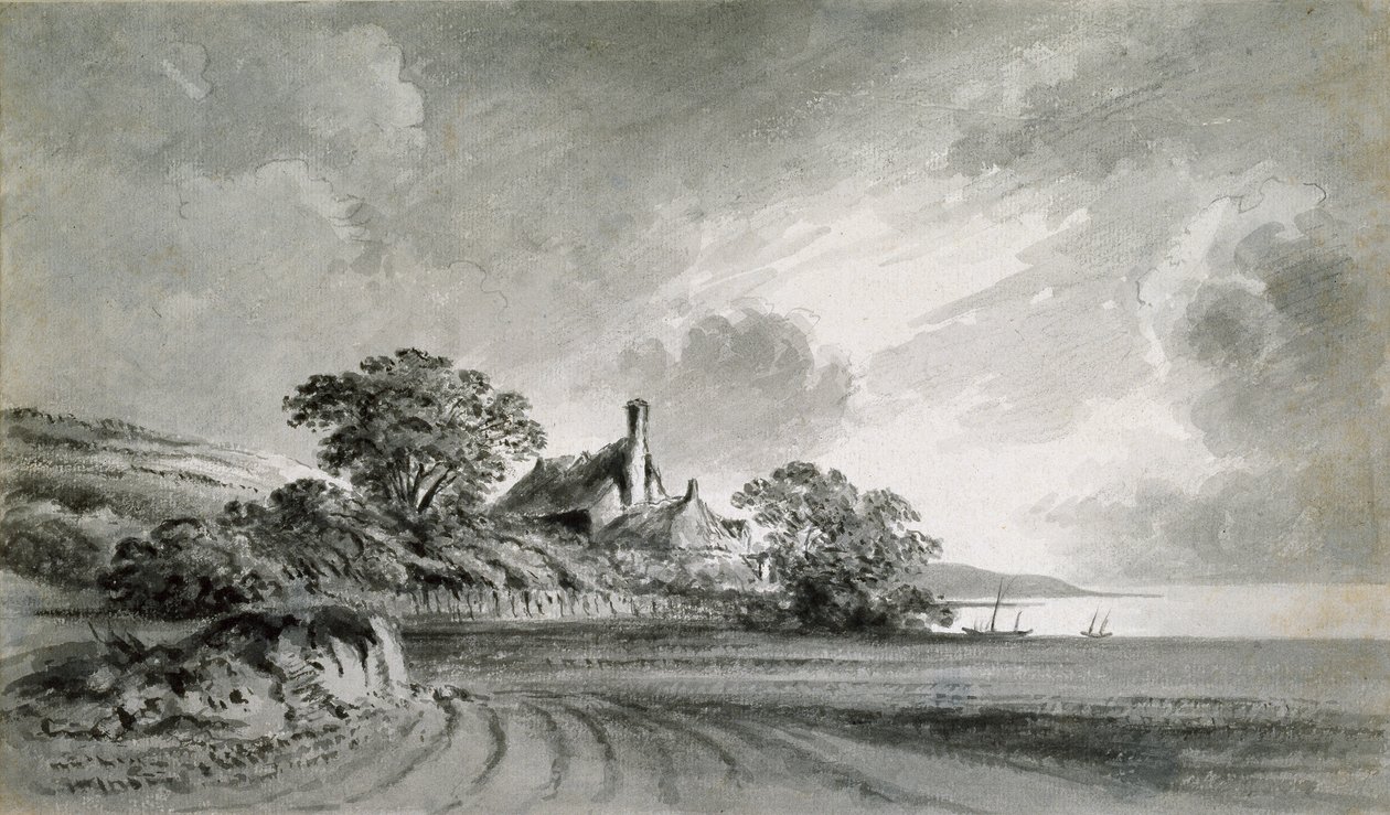 Et sommerhus nær bredden af en sø, 1700-tallet af John Baptist Malchair