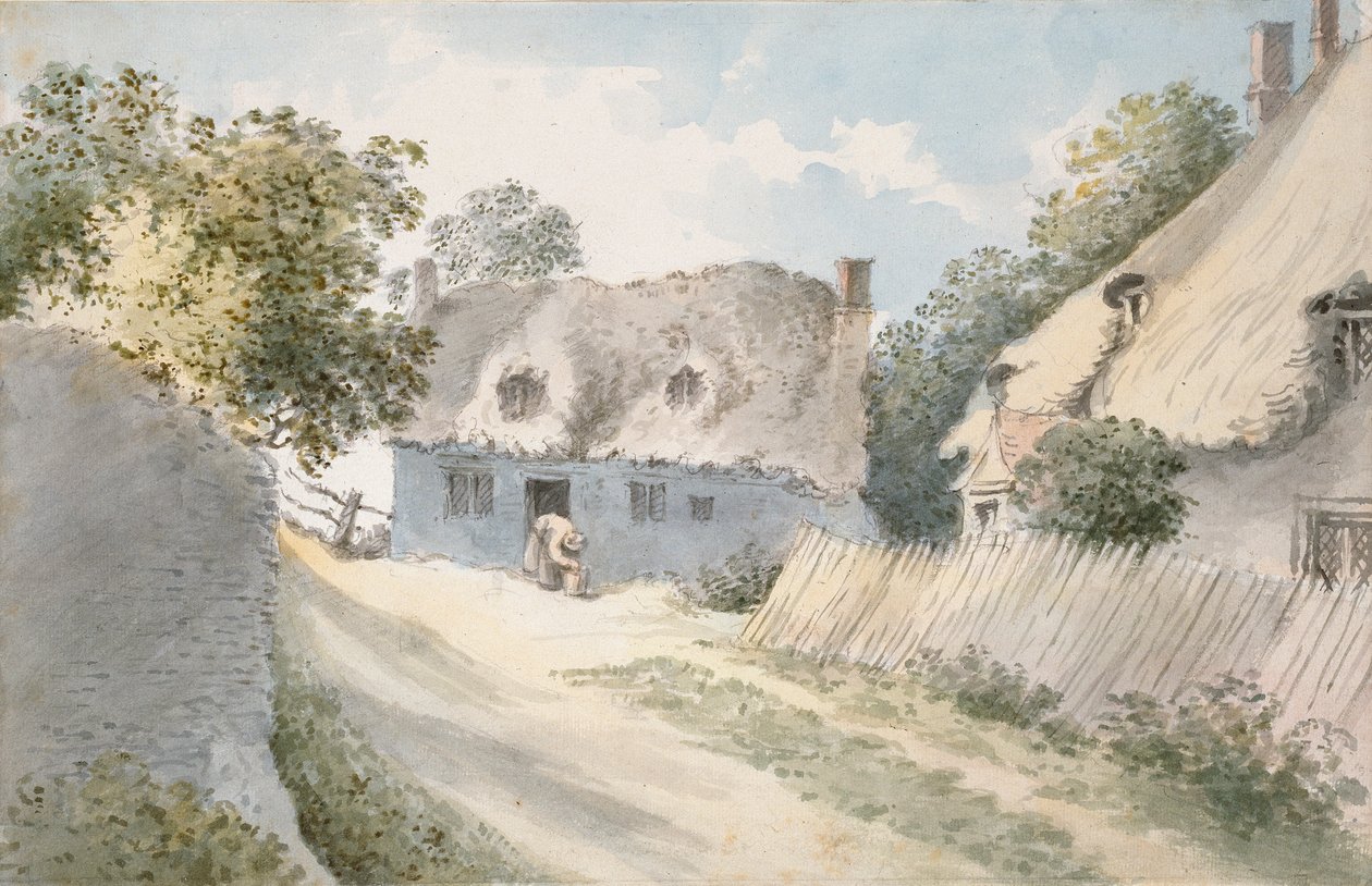 Hytter i en landsbygade, 1700-tallet af John Baptist Malchair
