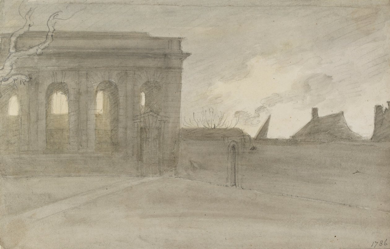Pembroke College. Oxon., 9. november 1786 af John Baptist Malchair