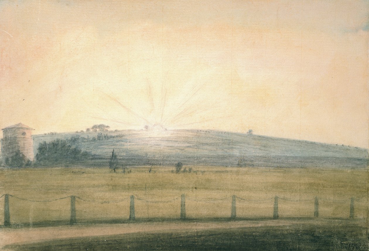 Solnedgang set fra Observatoriet i Oxford, 20. december 1784 af John Baptist Malchair
