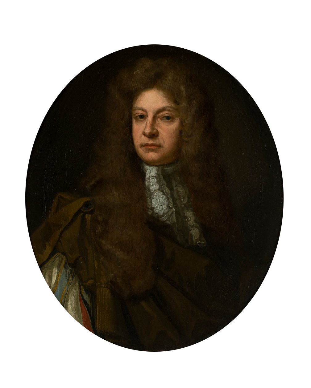 Halv-længde portræt af Adam Urquhart med Lace Jabot (olie på lærred) af John Baptist de (circle of) Medina