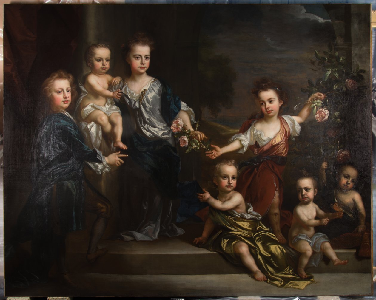 Portræt af syv af børnene af Charles Seymour, 6. hertug af Somerset. af John Baptiste Closterman