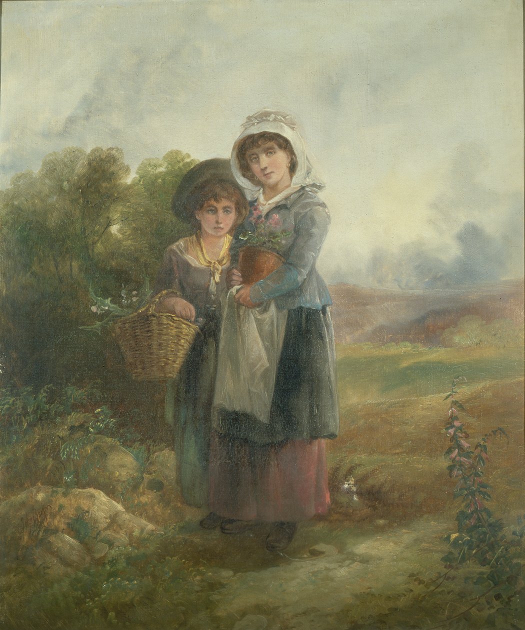To landpiger med blomster af John Barkin
