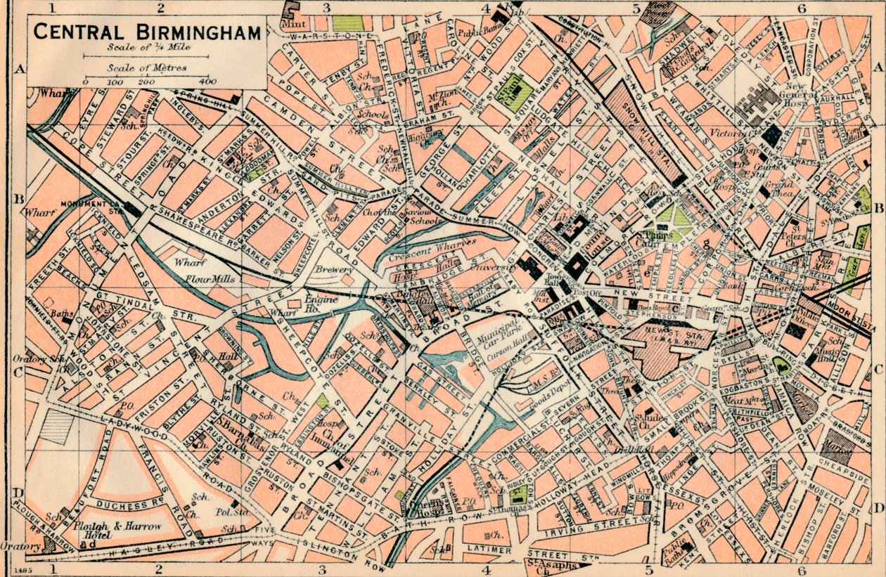 Central Birmingham, c20th Century af John Bartholomew