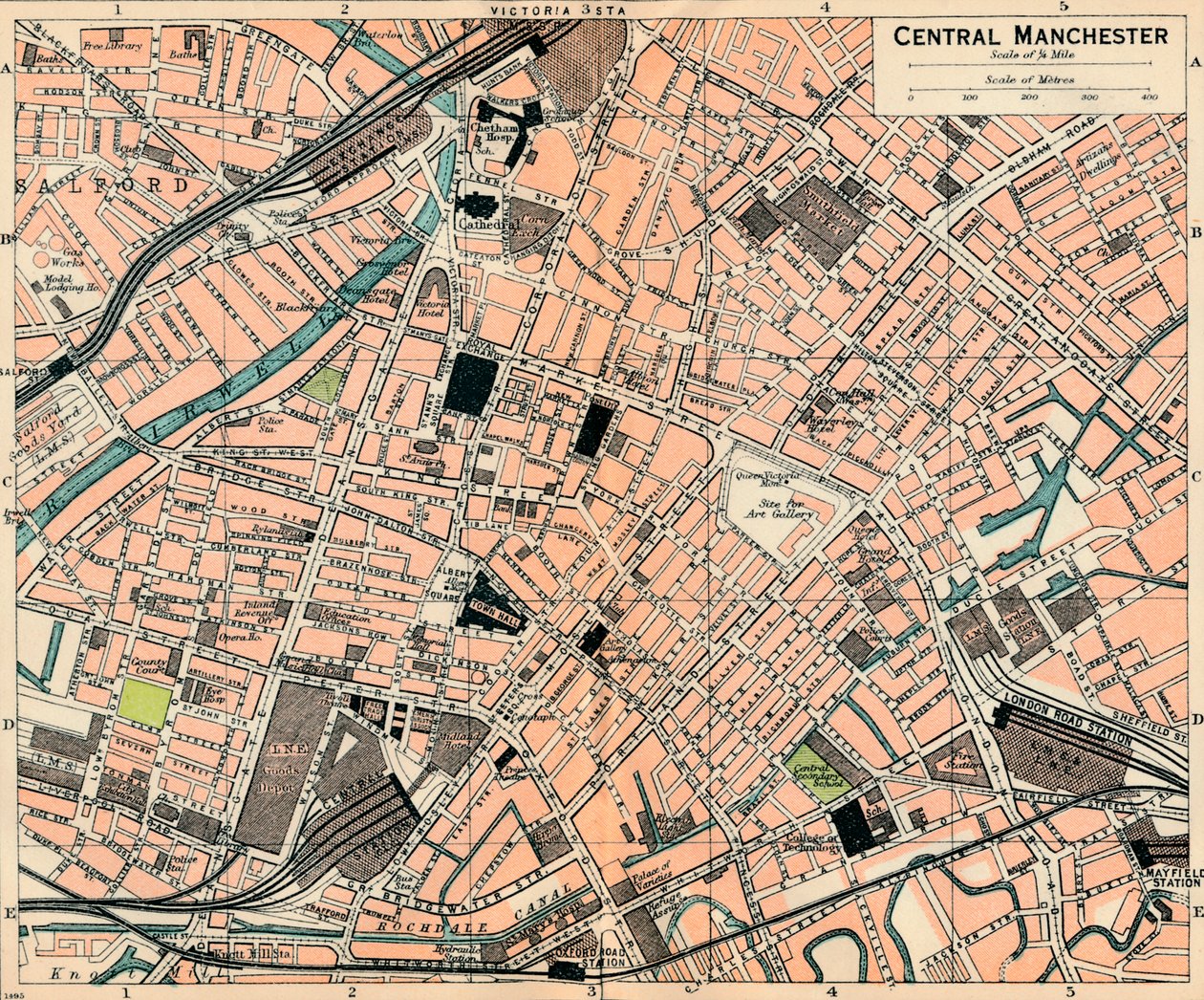Central Manchester, c20th Century af John Bartholomew