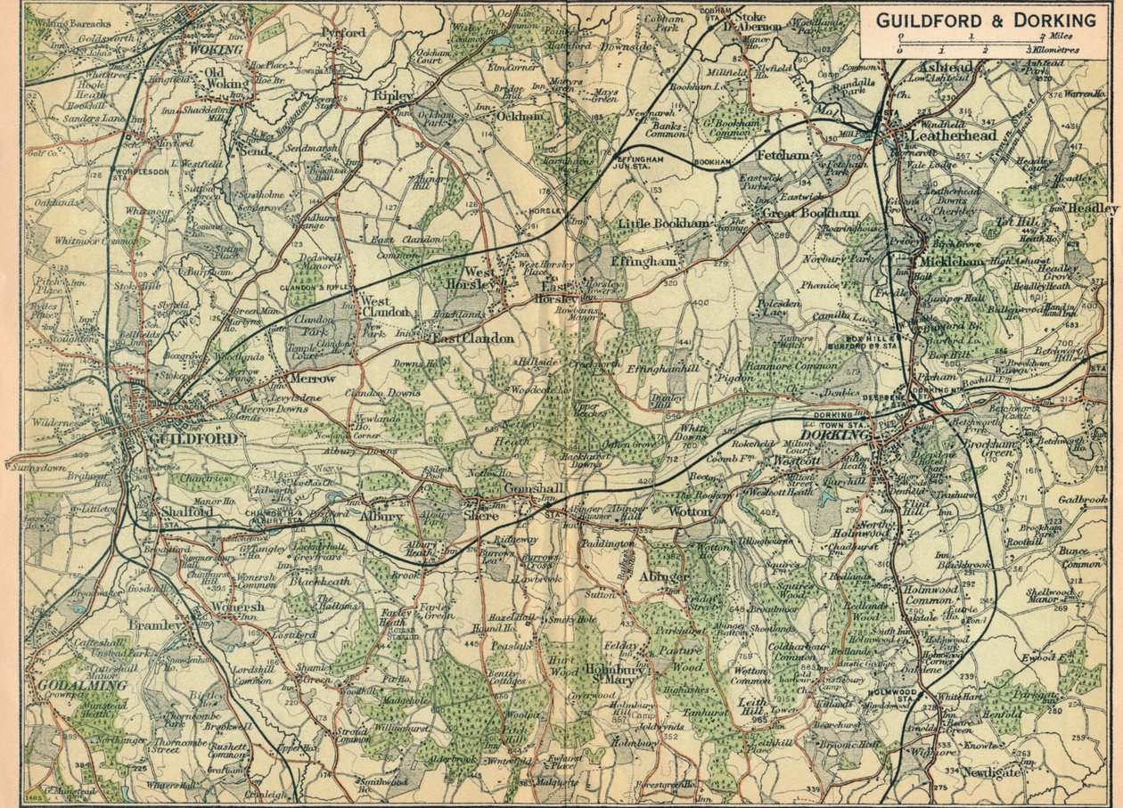 Guildford og Dorking, det 20. århundrede af John Bartholomew
