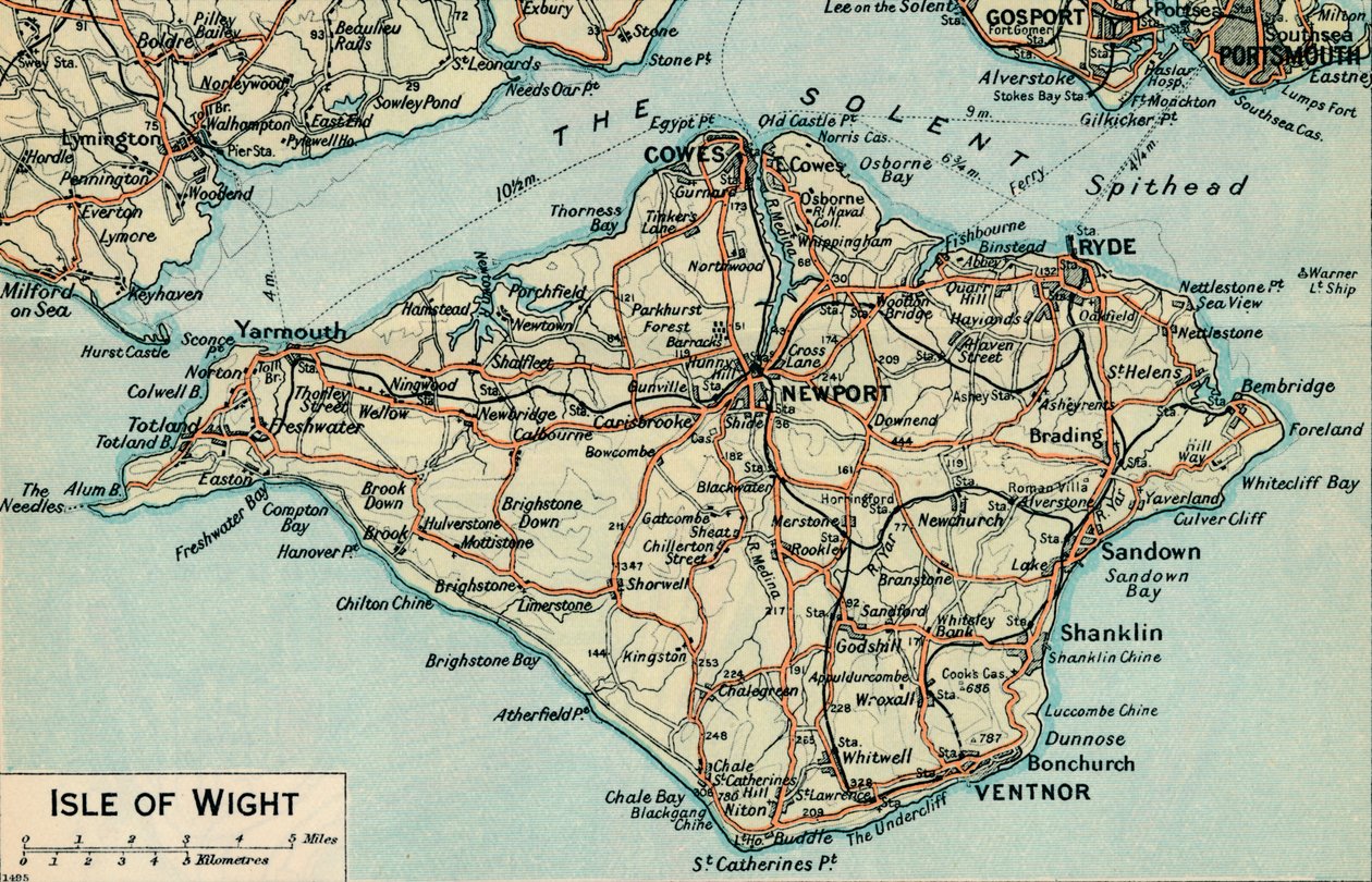Isle of Wight., c20th Century af John Bartholomew