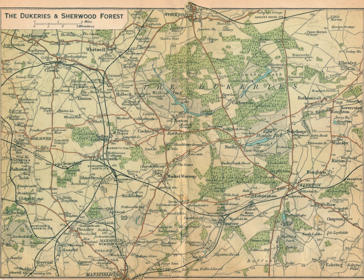 The Dukeries & Sherwood Forest, c20th Century af John Bartholomew