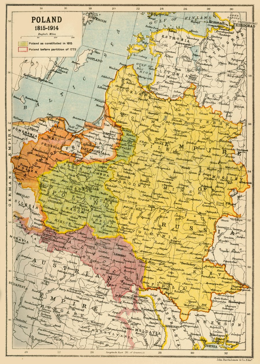 Polen, 1815-1914, c1920. af John Bartholomew and Son