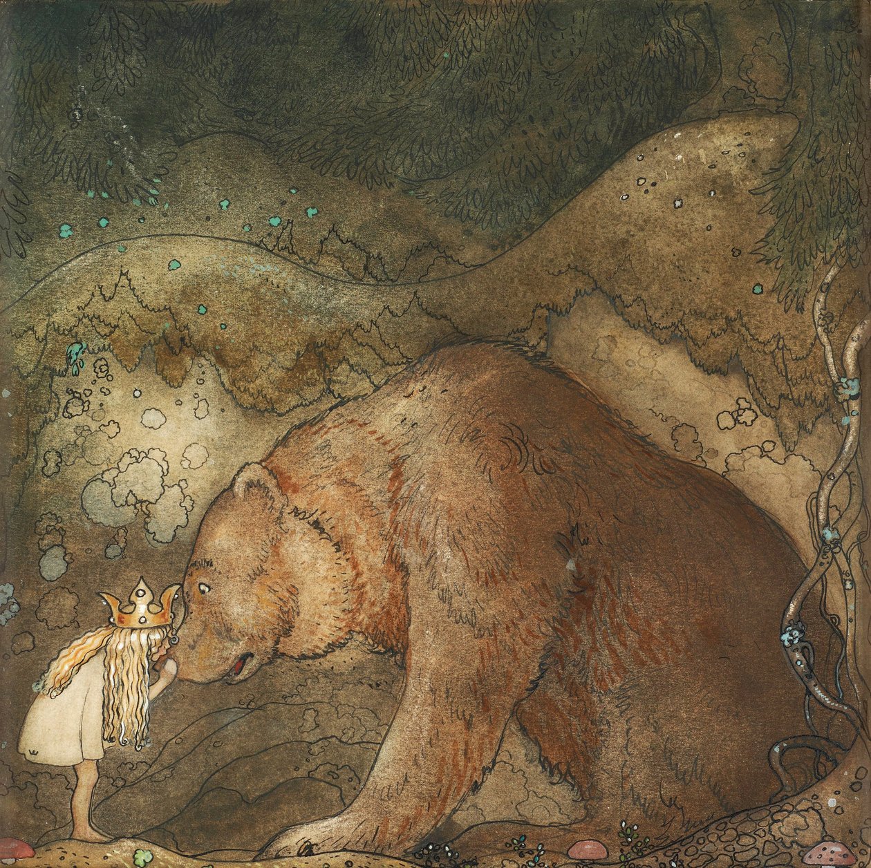 Stakkels lille bjørn! - Stakkels lille bjørn! - Værk af John Bauer (1882-1918) af John Bauer