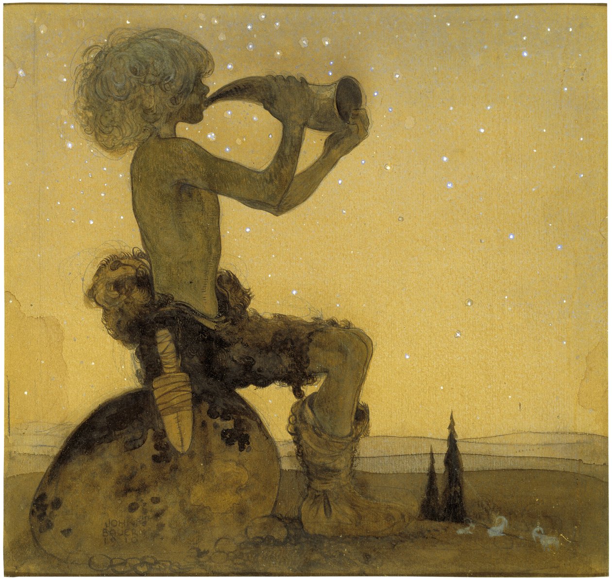 Vill Vallareman, le berger feerique - Vill-Vallareman, af Bauer, John (1882-1918). Akvarel på papir af John Bauer