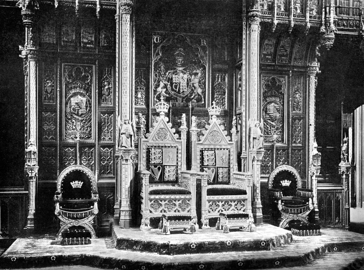 The Royal Throne, House of Lords, Westminster, c1905. af John Benjamin Stone
