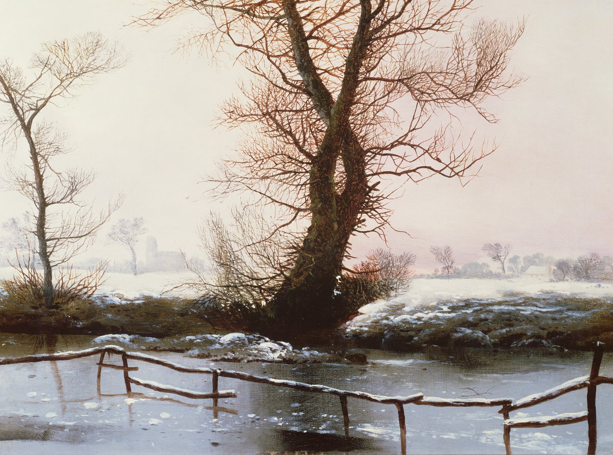 The Frozen Pool, 1873 (olie) af John Berney Ladbrooke