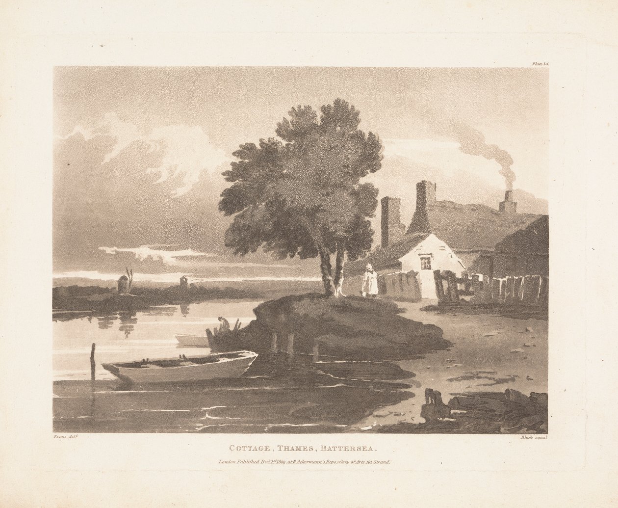 Cottage, Thames, Battersea af John Bluck