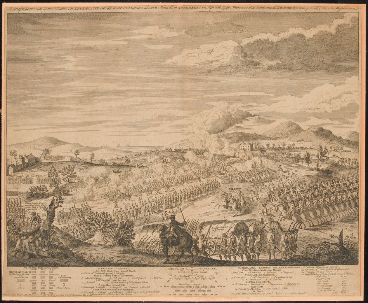 ?En repræsentation af slaget på Drunmossie [sic] Moor nær Culloden?, 16. april 1746 af John Bowles