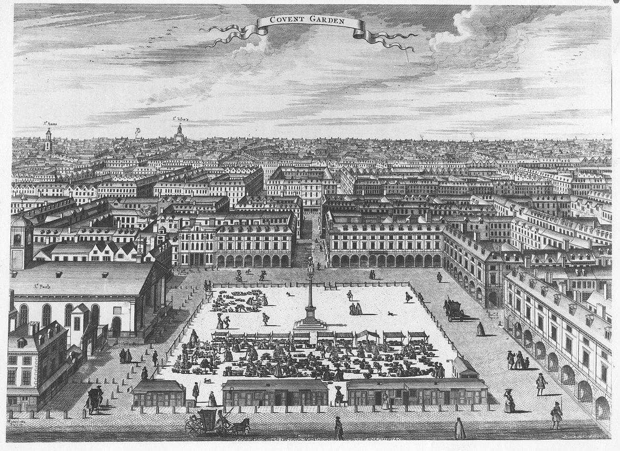 Covent Garden, ca. 1720 af John Bowles