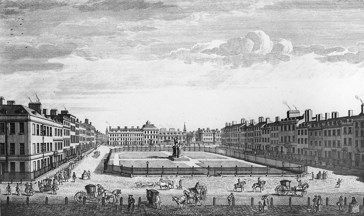 Udsigt over Leiceter Square London, 1753 af John Bowles