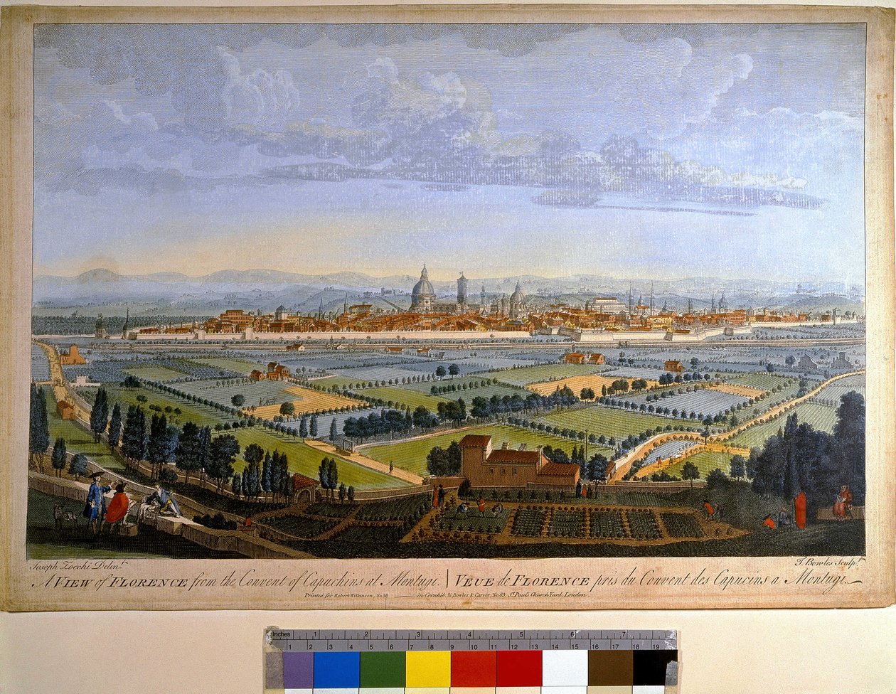 Udsigt over byen Firenze fra Capucins kloster i Montughi af John Bowles