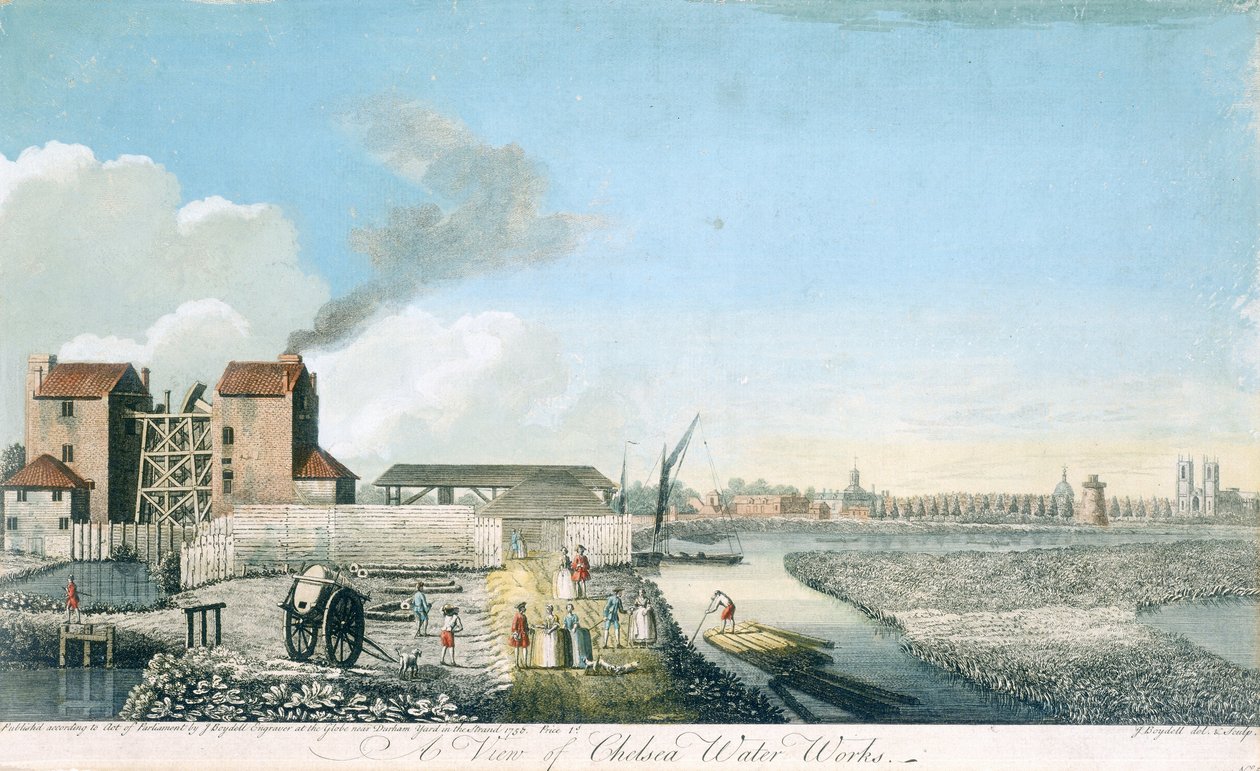A View of Chelsea Water Works, 1750 af John Boydell